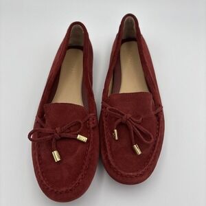 Michael Kors Sutton Women's Sz 9 M Burgundy Suede Moccasin Flat Loafer Slip On